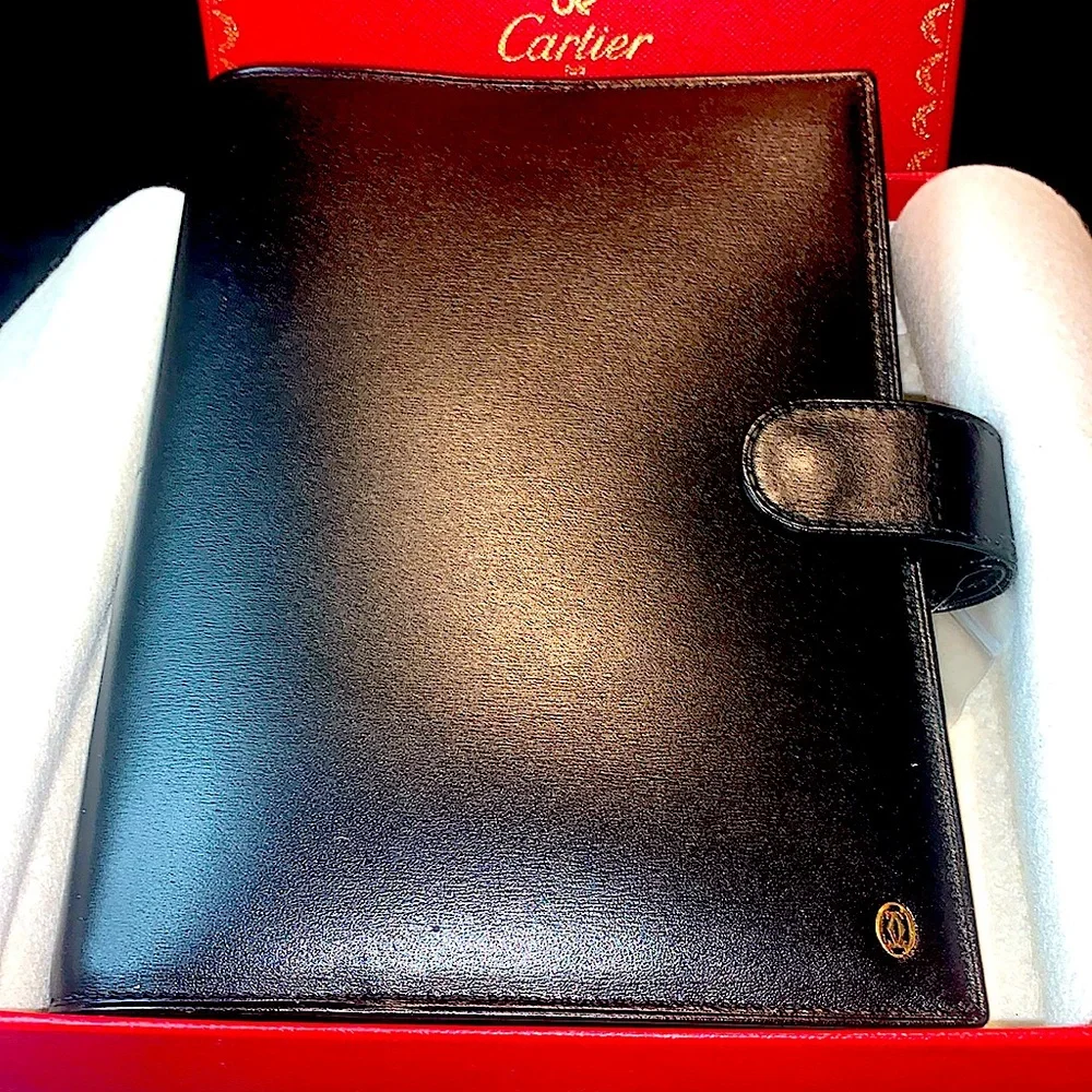 CARTIER AGENDA MUST DE CARTIER BLACK LEATHER VINTAGE NIB